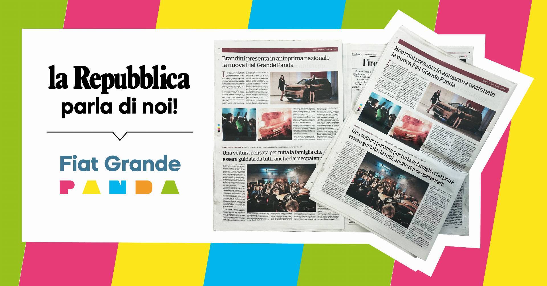 Articolo di giornale de La Repubblica, che parla dell'evento di Grande Panda tenutosi nella sede Fiat Brandini a Firenze Sud in Via G. Ambrosoli.