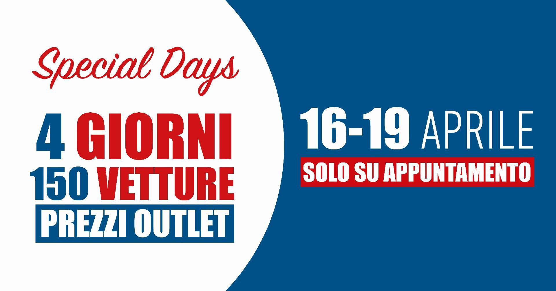 Cartello promozionale dei Brandini Days 2026 che si terranno dal 16 al 19 Aprile 2026, con super promozioni su vetture nuove, usate, km 0 in pronta consegna.